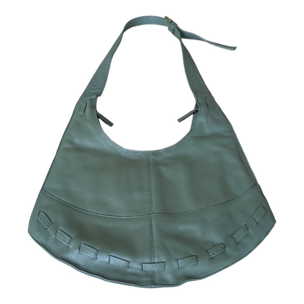 J P Ourse & Cie Olive Leather Adjustable Strap Purse EUC